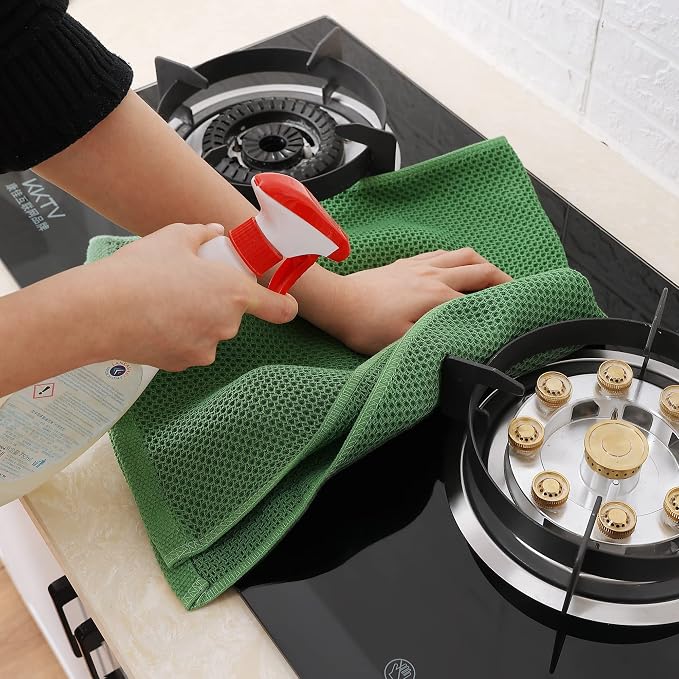 Homaxy 100% Cotton Waffle Weave Kitchen Dish Towels 4-Pack, Grass Green | 13 x - Image 5