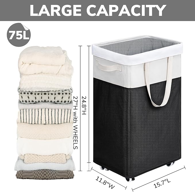 Goodpick 2-Pack Rolling Laundry Basket - Image 3