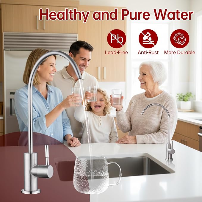 SUMERAIN Drinking Water Faucet for Kitchen Sink, NSF Certification | Brushed - Image 3