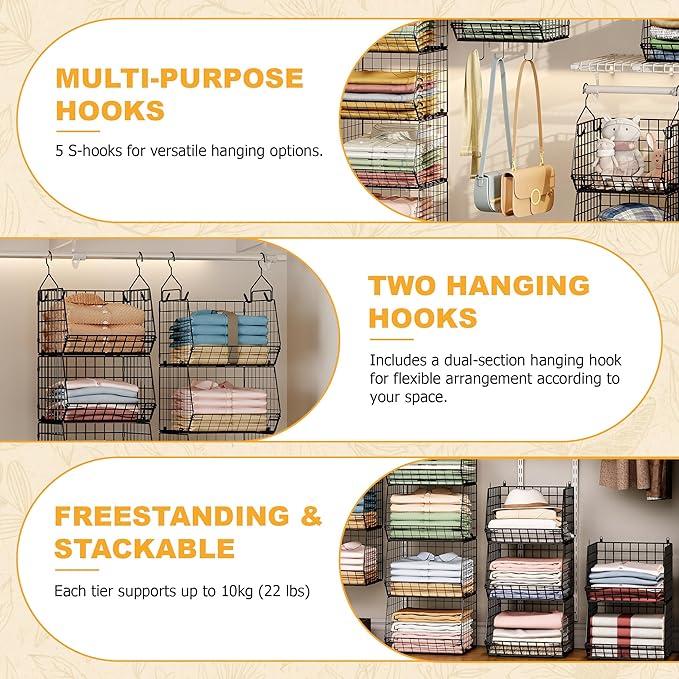 X-cosrack 7 Tier Foldable Hanging Closet Organizer and Storage, Wire Closet - Image 5