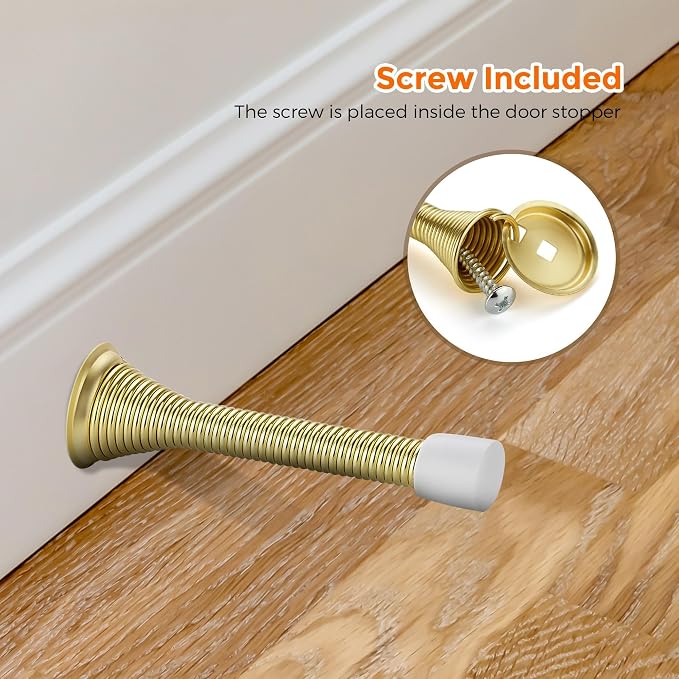 Ravinte Door Stoppers, 30 Pack Gold Spring Door Stops - Image 5