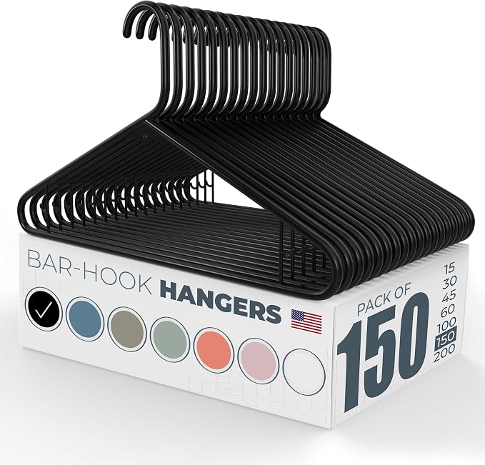 Plastic Hangers 100+ Pack – Made in the USA – 6lb Capacity Standard Clothes by NeatiesHangers