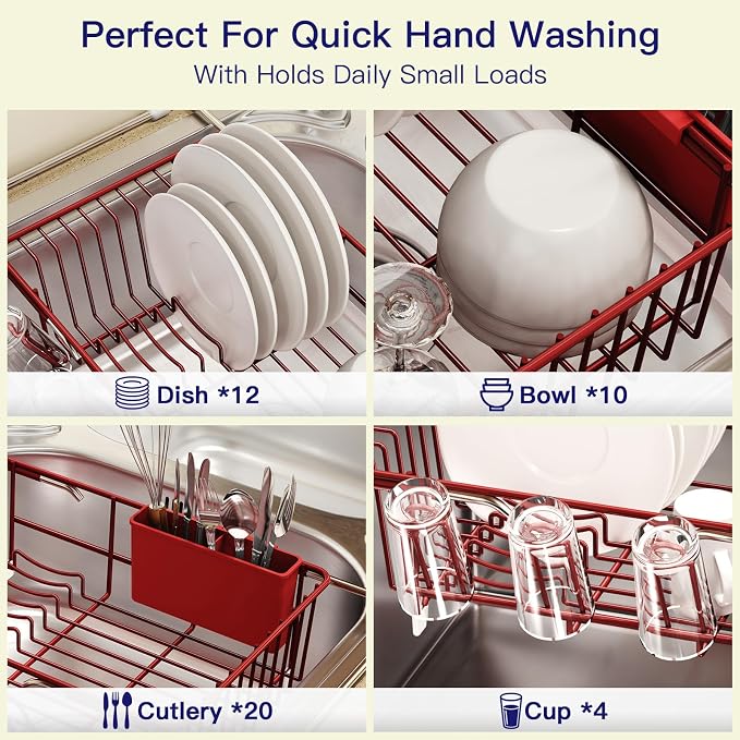 Red Dish Drying Rack Over The Sink - Image 6