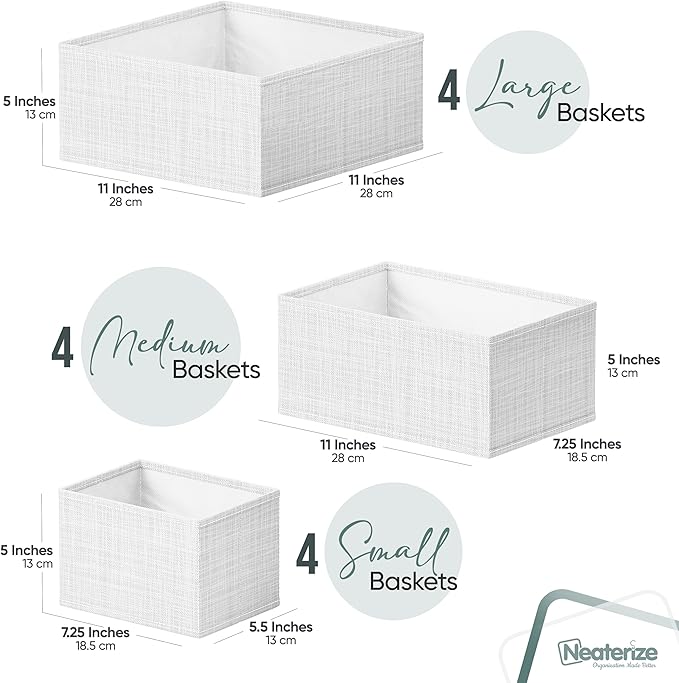 Drawer Organizer Clothes Set of 12 White-Grey - Image 2