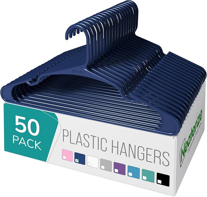 NEATERIZE Clothes Hangers Plastic 50 Pack by Neaterize