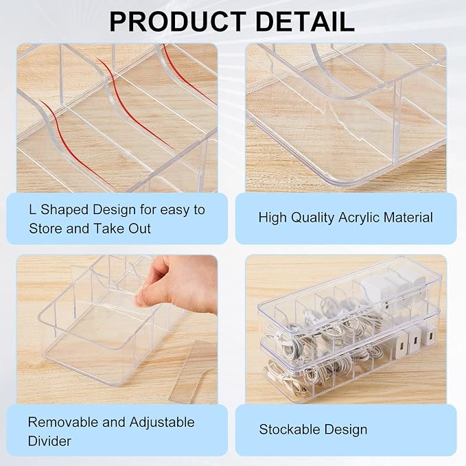 Tatuo 4 Pcs Cord Organizer for Drawer Desktop, Cable Organizer Box - Image 3