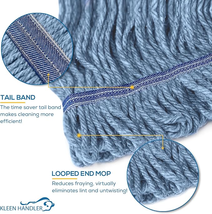 KLEEN HANDLER Heavy Duty Commercial Loop End Mop Head Replacement, 24 Pack - Image 8