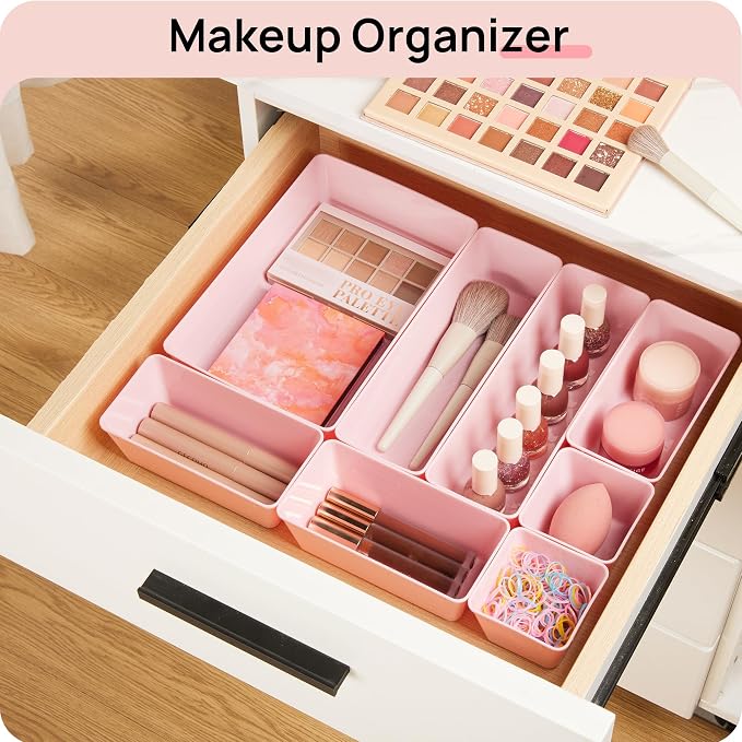 Vtopmart 44 PCS Plastic Drawer Organizers Set, Vanity Organizer Trays, Non-Slip - Image 4