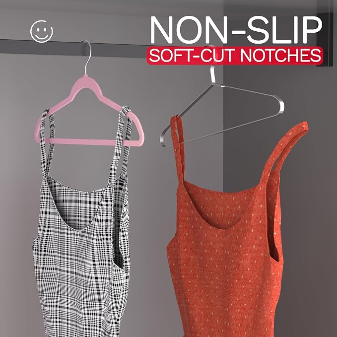 Pink Velvet Hangers 20 Pack, Slim Space Saving Suit Hangers - Image 7