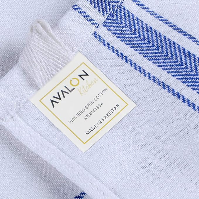 Dish Towels 30 Pack Blue Stripe 100% Cotton Kitchen Towel 15x25 Inch Tea Towels - Image 7