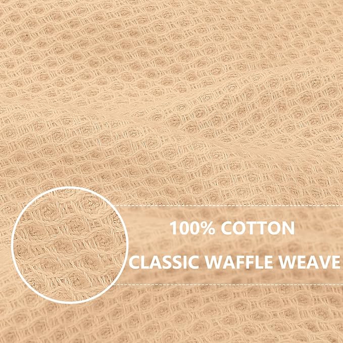Homaxy 100% Cotton Waffle Weave Kitchen Dish Cloths 8-Pack, Apricot | 12 x 12 - Image 2