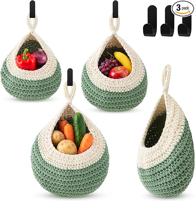 Honeydak 3 Hanging Baskets, Cotton Rope by Honeydak