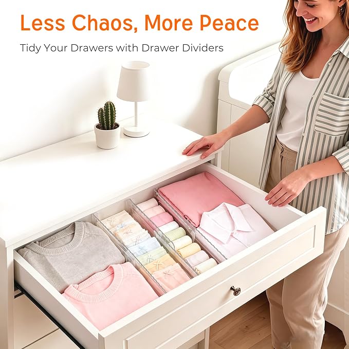 4 Pack 4" High Drawer Dividers for Clothes, 10.2"-16.5" Expandable | Dresser - Image 8
