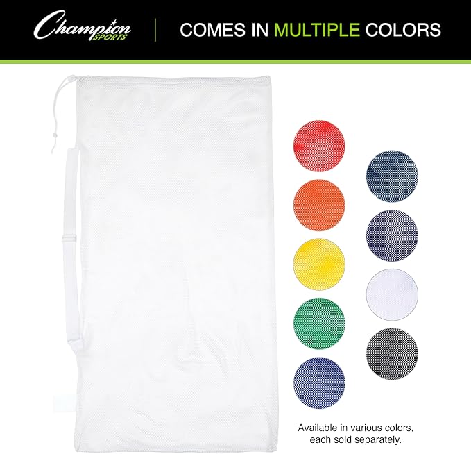 Champion Sports Mesh Equipment Bag – Heavy-Duty Nylon Drawstring Bag - Image 5