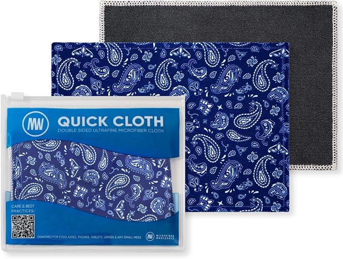 Microfiber Wholesale Quick Cloth Glasses Cleaning Cloths 5x7 Paisley Blue | by MicrofiberWholesale