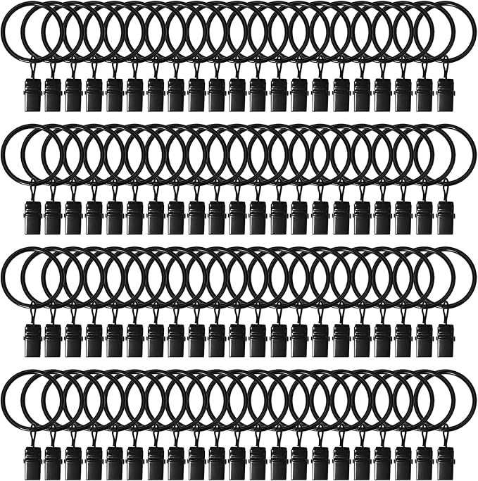 84 Pack Curtain Rings with Clips 1.26" Interior Diameter, Metal Drapery Ring by LULARINE