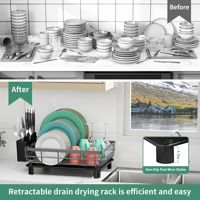 MOUKABAL Dish Drying Rack with Drainboard - Image 7
