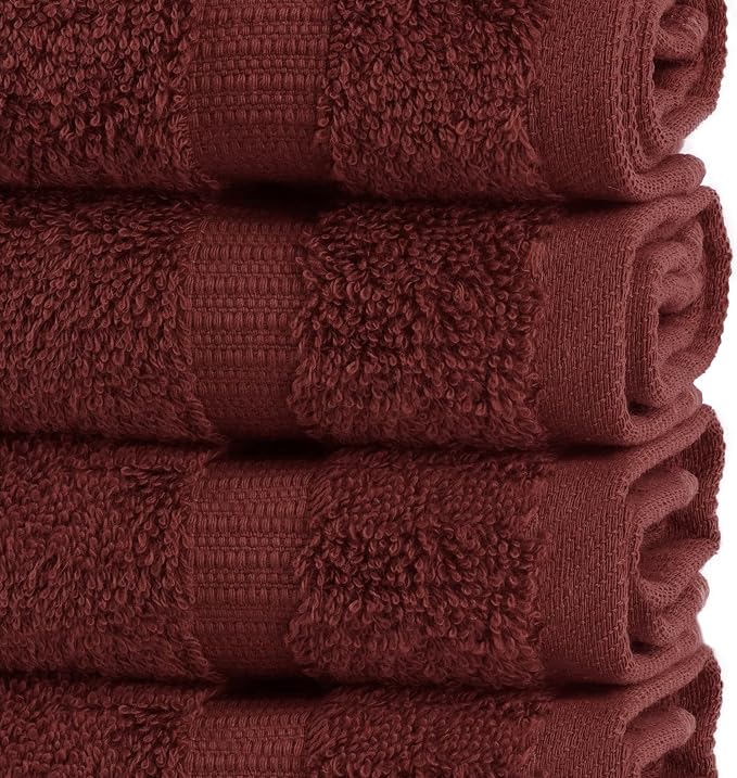 Chakir Turkish Linens 100% Cotton 4-Pack Washcloths 13x13, Cranberry | Premium - Image 3