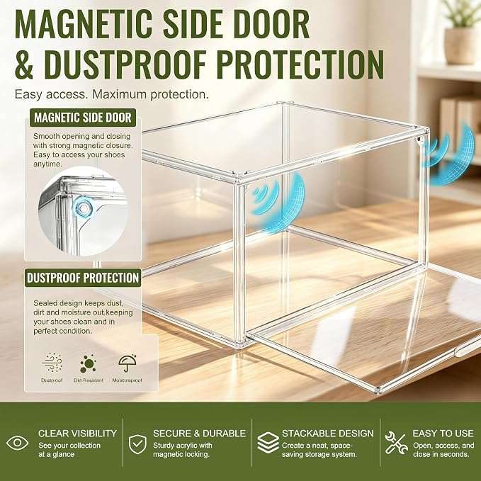 5 Pack Acrylic Shoe Boxes, Stackable Organizer - Image 5