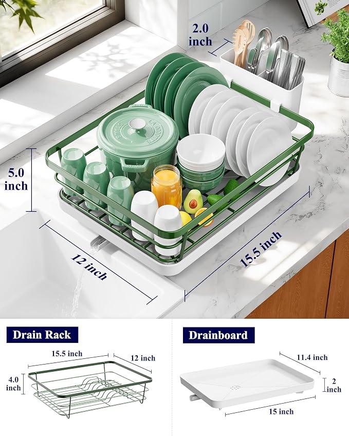 Kitsure Dish Drying Rack for Kitchen Counter, Cutlery Holder, Home and - Image 2