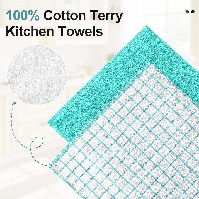 Homaxy Large Premium Cotton Kitchen Towels 16"x 28", 4 Pack - Image 4