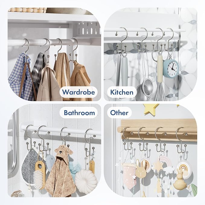 Bathway Shower Curtain Hooks Nickel Shower Curtain Rings, Metal Shower Hooks - Image 8