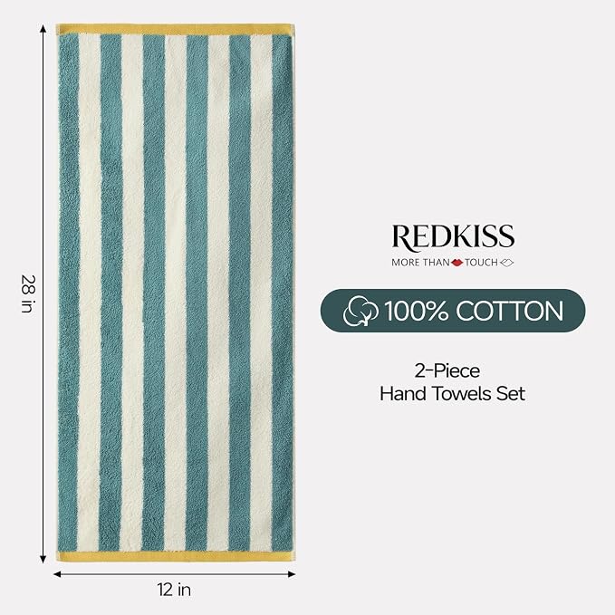 REDKISS Striped Hand Towels for Bathroom, Kitchen Decor, Guest Use, Ultra Soft - Image 5