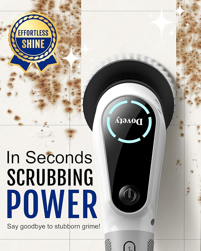 Dovety Electric Spin Scrubber, Extendable Handle, 8 Brush Heads-WH | 90-minute - Image 2