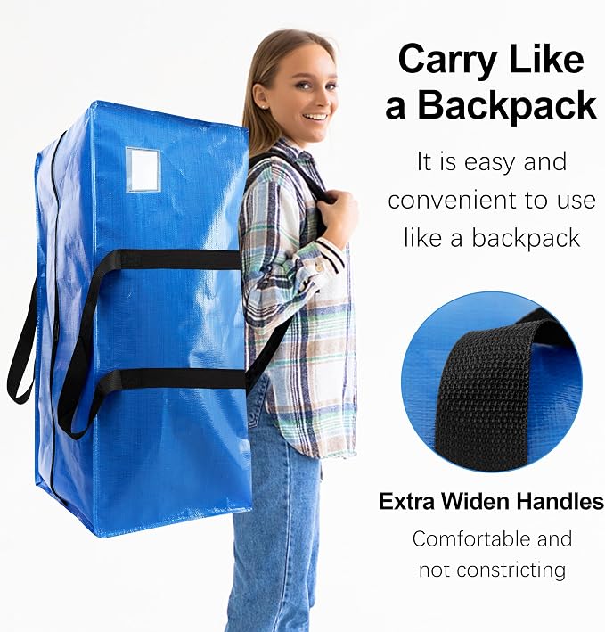 VELVETSURE 12 Pack Heavy Duty Extra Large Moving Bags W/Backpack Straps - Image 4