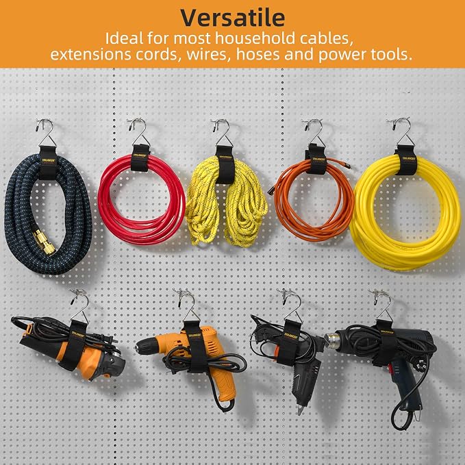 Extension Cord Organizer and Hanger, Trilancer Storage Straps | Hook-and-Loop - Image 2
