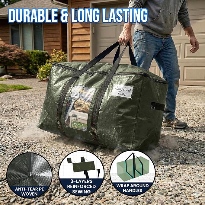 TAILI 2 Pack Green Extra Large Moving Bags, Storage Bag - Image 4