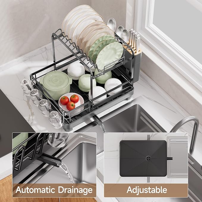 Runnatal 2-Tier Dish Drying Rack, Large Dish Drainers - Image 4
