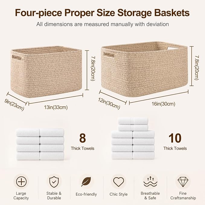 OIAHOMY 4 Pack Storage Baskets for Organizing 15L Cube Storage Bins Black - Image 5