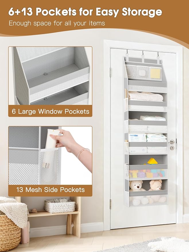 2 Pack Over The Door Organizer, Heavy-Duty 6-Shelf Hanging Storage - Image 5