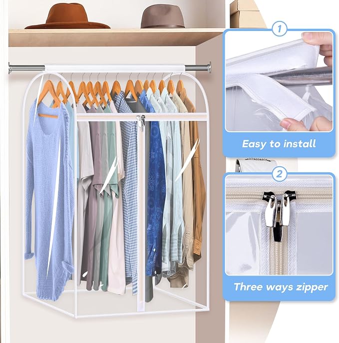 35" Hanging Garment Bags for Closet Storage Large Clear Garment Bags for - Image 5
