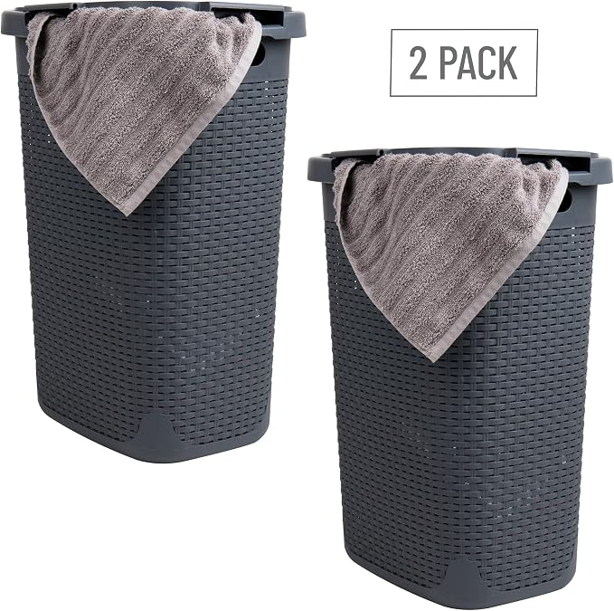 Mind Reader 60L Slim Laundry Hamper, Clothes Basket, Wicker Style, 17.65"L x - Image 7