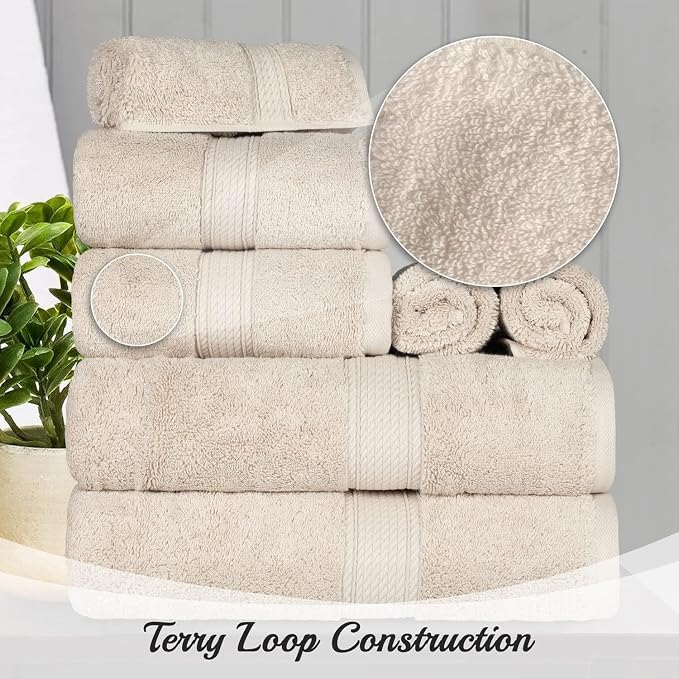 SUPERIOR Egyptian Cotton Ultra Plush & Absorbent, 10 Piece Set, Cream | Quick - Image 7