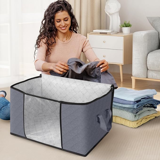 6 Pack Storage Bags for Clothes Blanket Storage Bins - Image 3