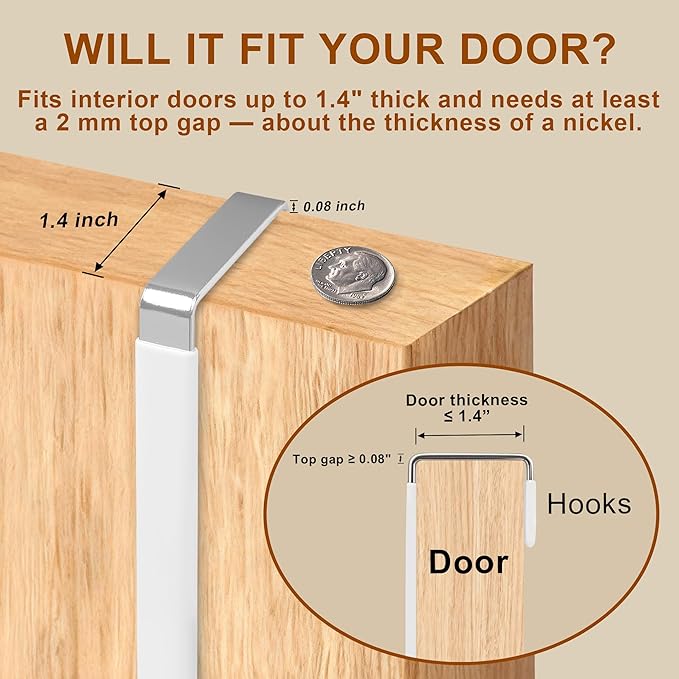 Over the Door Hooks 4 Pack – Rubber Coated Door Hanger - Image 3