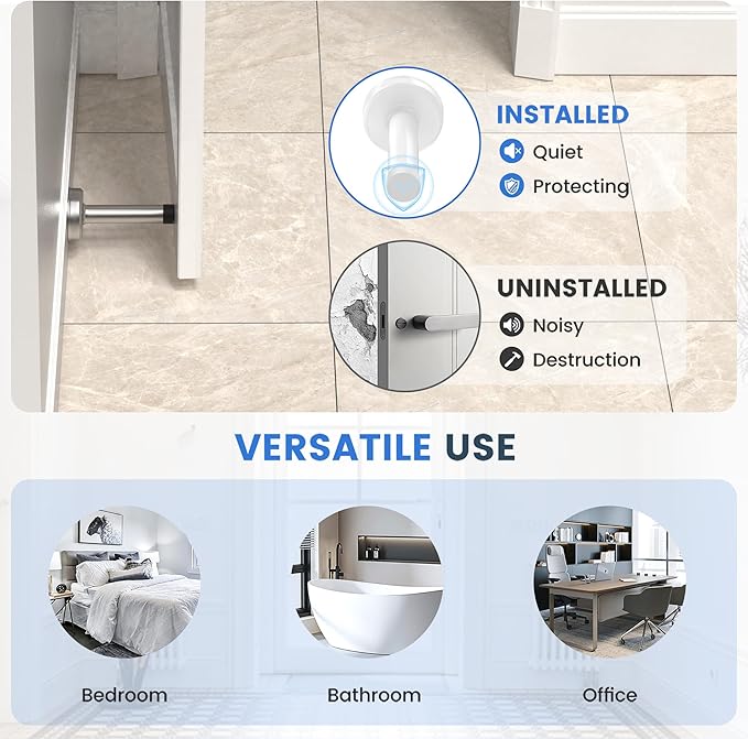 2 Pack Door Stops, Stainless Steel Door Stoppers, No Drilling Door Stops - Image 5