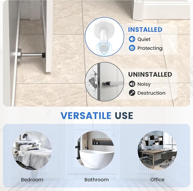 4 Pack Door Stops, Stainless Steel Door Stoppers, No Drilling Door Stops - Image 7