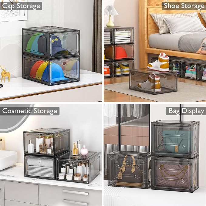 12 Pack Shoe Organizer, Stackable Shoe Storage Boxes - Image 5
