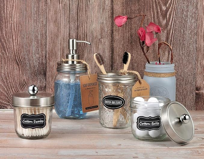 Amolliar Mason Jar Liquid Soap Dispenser, Lotion Soap Brushed Nickel 2 Pack | - Image 8