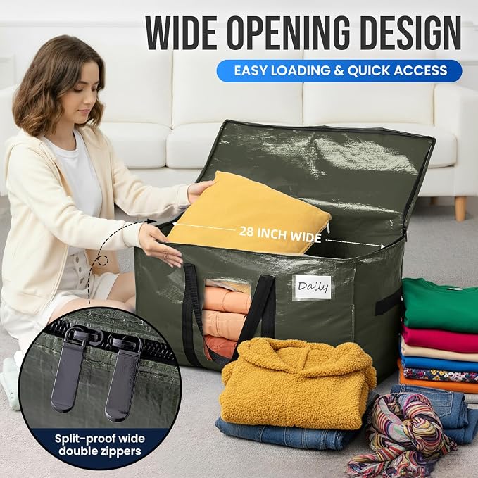 TAILI 2 Pack Green Extra Large Moving Bags, Storage Bag - Image 6