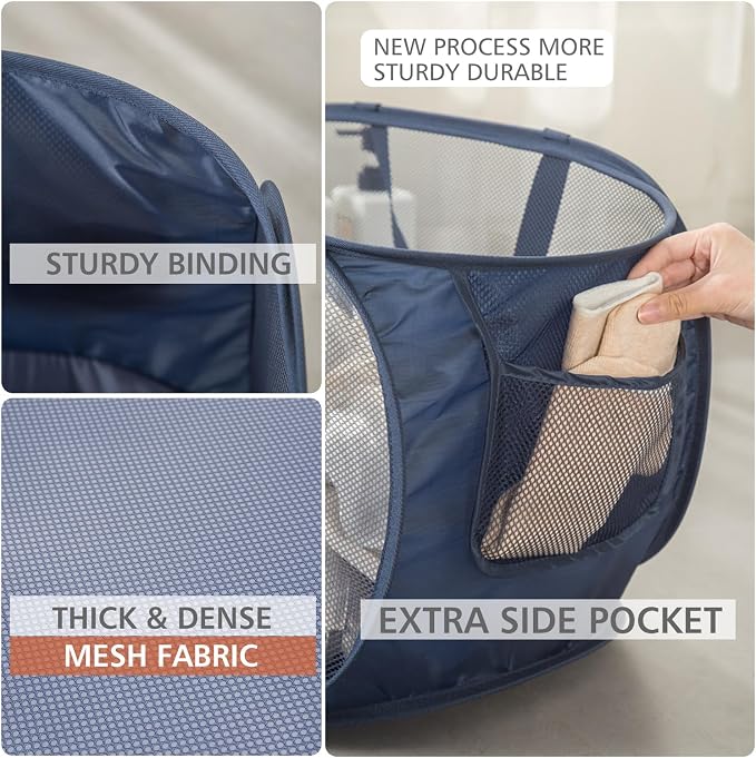 Sturdy Mesh Laundry Hamper Basket Bag, Collapsible Pop up - Image 5
