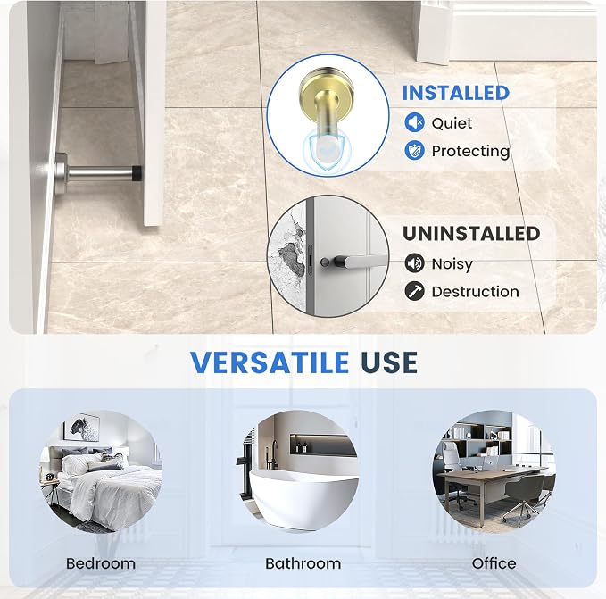 1 Pack Door Stops, Stainless Steel Door Stoppers, No Drilling Door Stops - Image 8