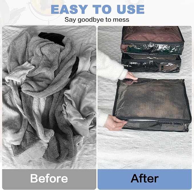Clear Zippered Plastic Clothes Storage Bags, 6 Pack, Size: 18 x 15 x 9 Inch - Image 5