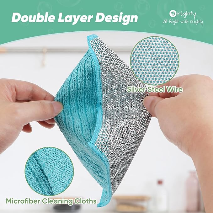 Orighty Dish Cloths, 12 Pack Double-Layer Metal Dish Rags - Image 6