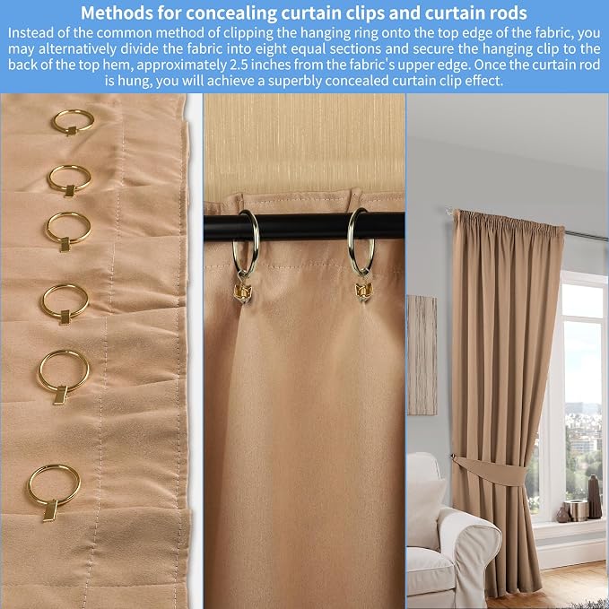 Curtain Rings with Clips, 44 Pack Metal Drapery Rings with Clips Hooks Hangers - Image 7