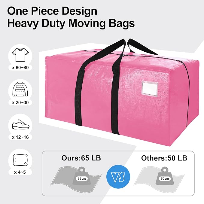 VELVETSURE 12 Pack Heavy Duty Large Moving Bags W/Backpack Straps - Image 5